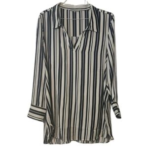 Lemon TART Navy Blue Stripe Tunic Top Size 2X